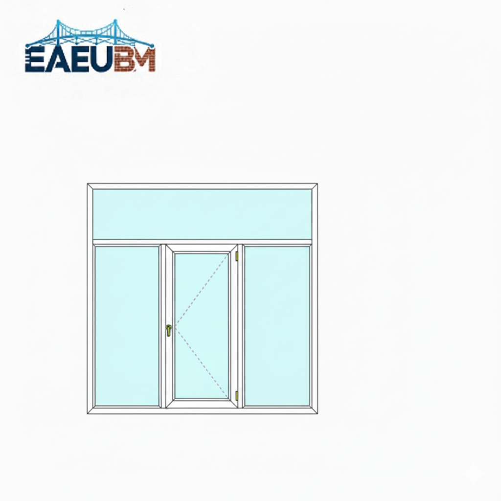 پروفیل UPVC- پنجره سه لنگه تک حالته وسط بازشو