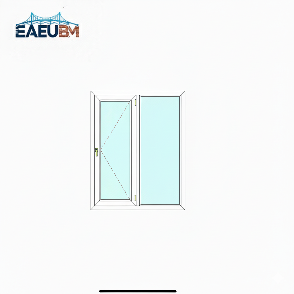 پروفیل UPVC- دو لنگه تک حالته یک طرف بازشو